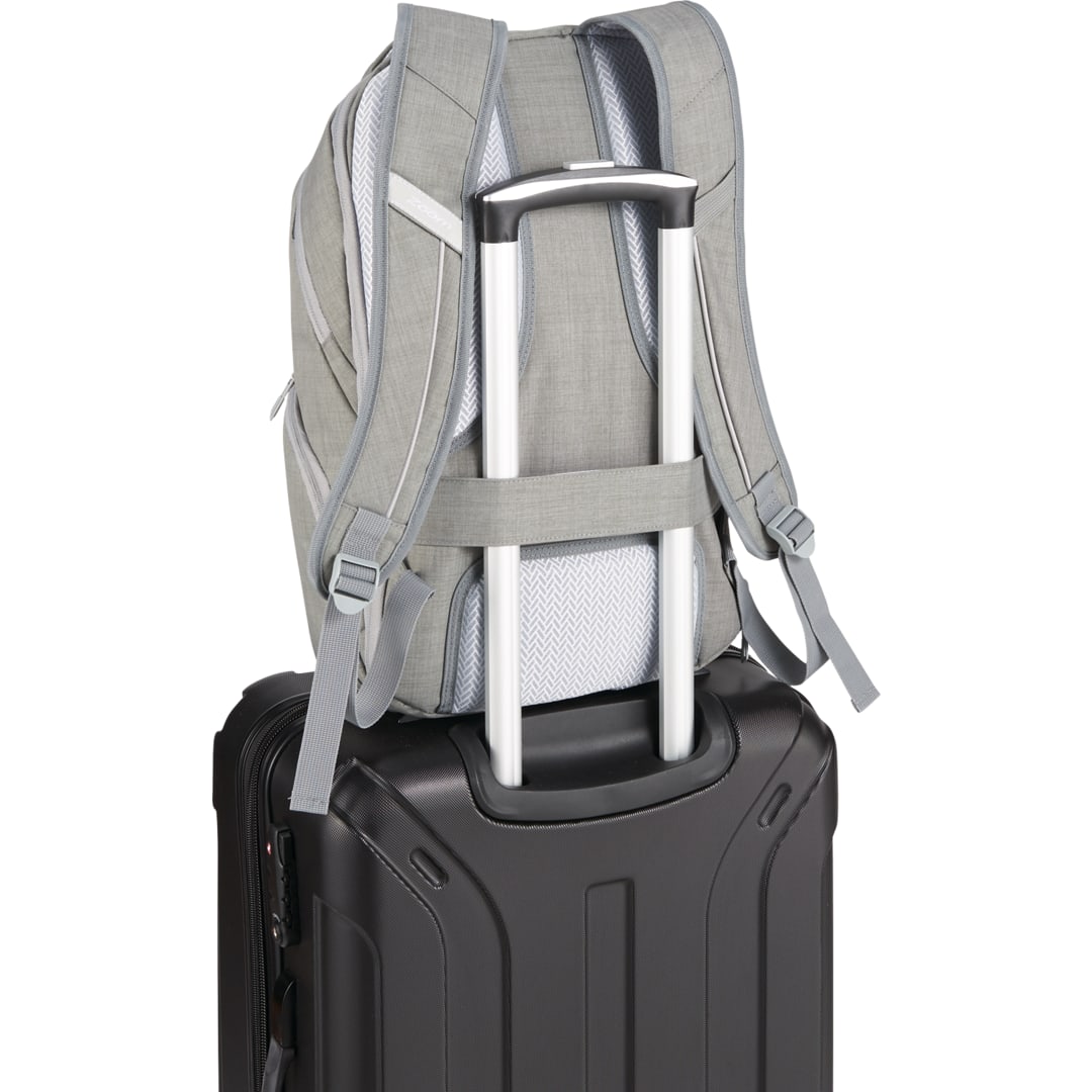 Front View of Gray Zoom Grid 15" TSA Computer Backpack
