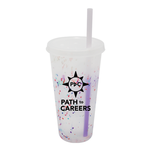 Mood™ 26 oz. Rainbow Confetti Tumbler with Lid and Straw