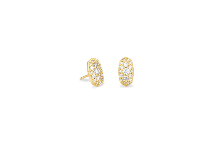 Kendra Scott Grayson Gold Stud Earrings in White Crystal