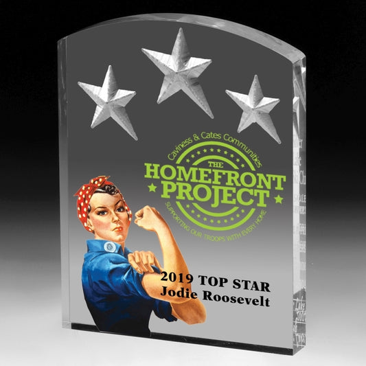 Freestanding Acrylic Award - 4 Color Process (5" x 6 1/2" x 3/4")