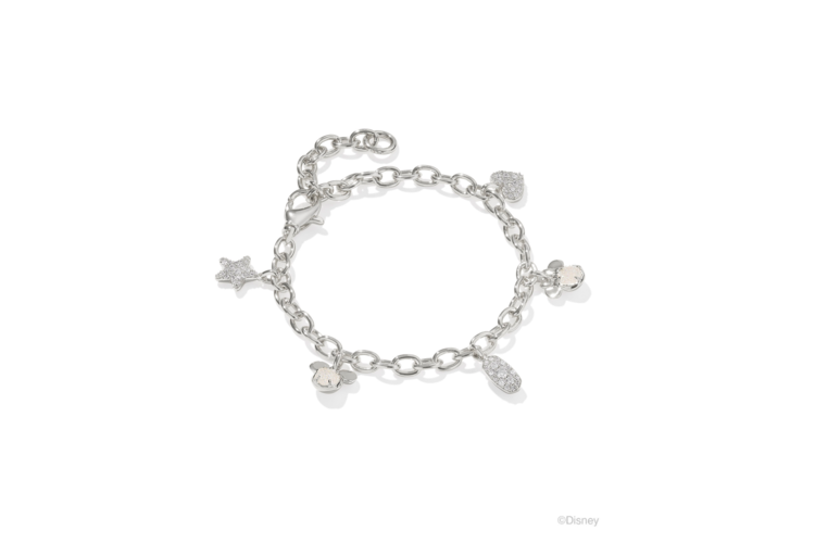 Kendra Scott Disney Silver Mickey and Minnie Mouse Charm Bracelet in Iridescent White Mix