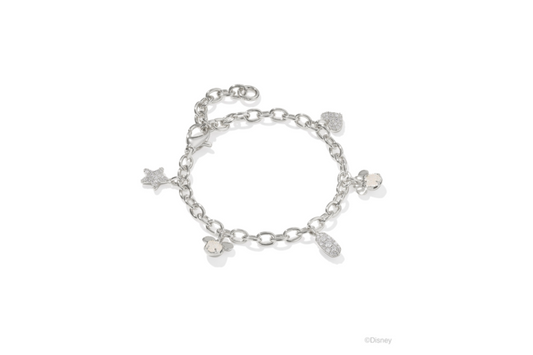 Kendra Scott Disney Silver Mickey and Minnie Mouse Charm Bracelet in Iridescent White Mix