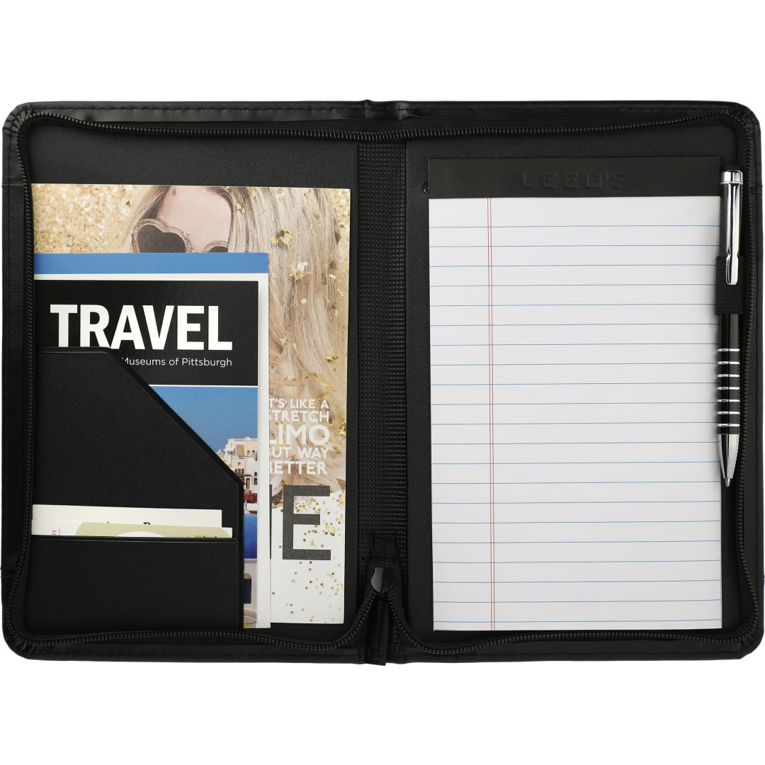 Front View of Black FSC® Mix Windsor Impressions Jr. Zip Padfolio
