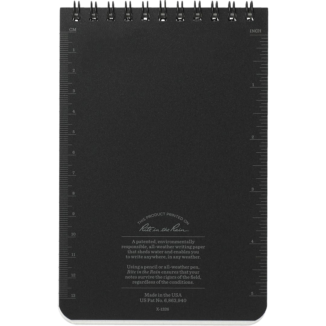 Black 4” x 6” Rite in the Rain Top Spiral Notebook
