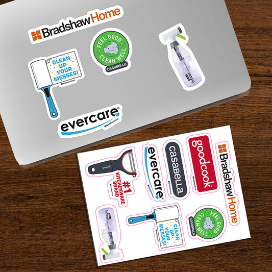 "CustomCut ™"Full Color Custom Shape Removable Vinyl Sticker Sheets (6"x 8")