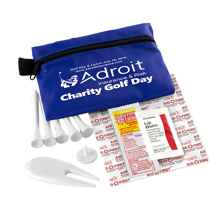 "DEL MONTE" 14 Piece Golf Kit Components inserted into Zipper Pack