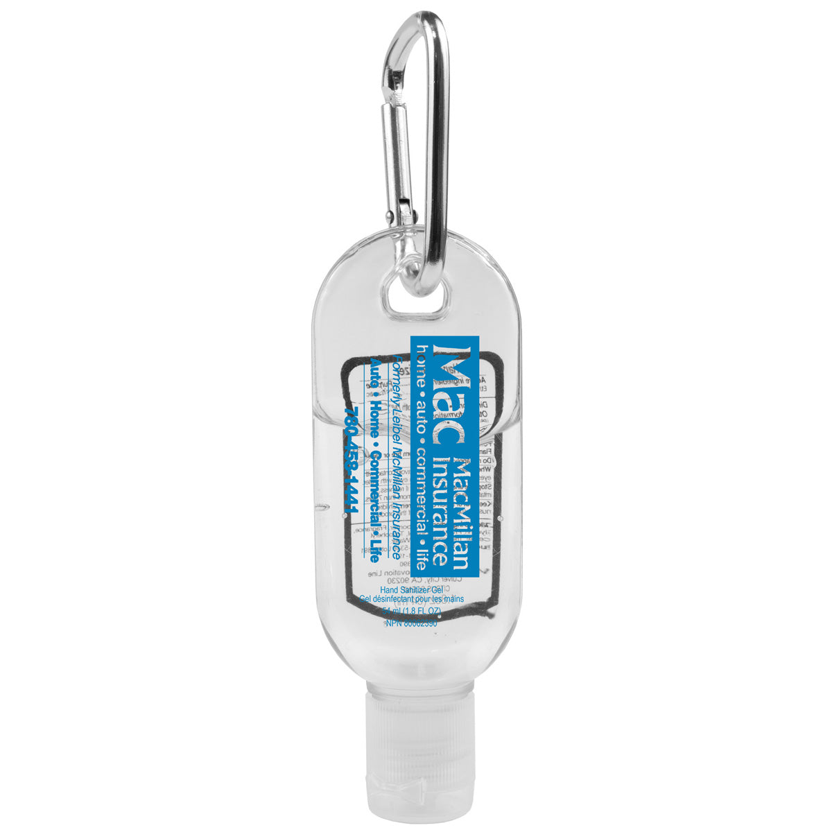 “SanGo L” 1.8 oz Hand Sanitizer Antibacterial Gel in Flip-Top Bottle with Carabiner