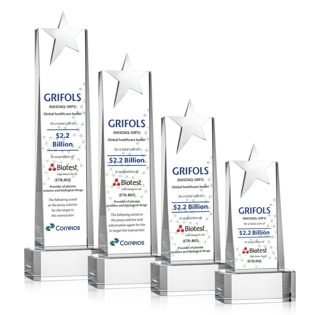 Fanshaw Silver Star VividPrint™ Award on Base - Clear