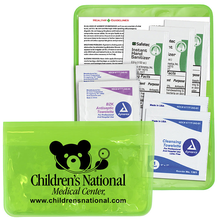 "Orion" Sanitizer & Wipes On-the-Go Kit in Colorful Vinyl Pouch