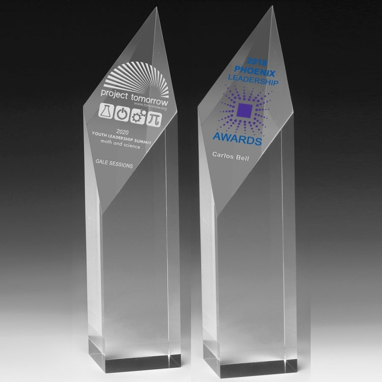 Screen Printed Acrylic Diamond Obelisk Award - 9"