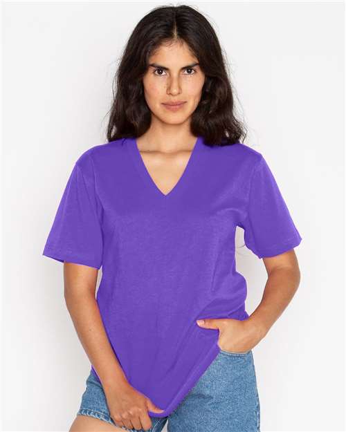 Unisex USA-Made Fine Jersey V-Neck T-Shirt - 24056