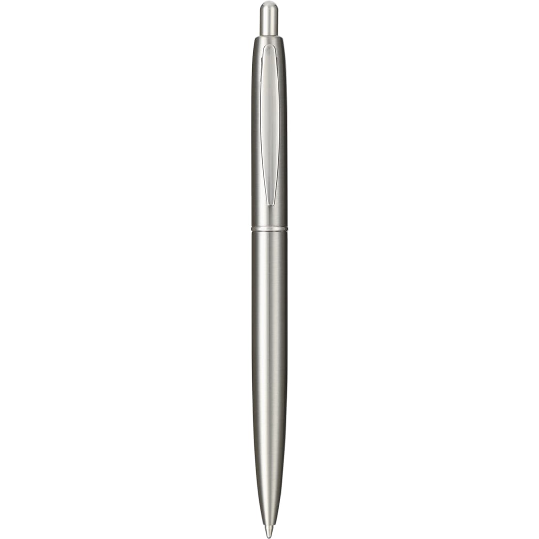 Right View of Silver Recycled Stainless Steel Ballpoint Pen
