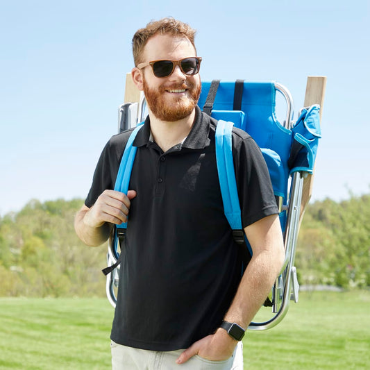 Front View of Blue Beach Chair (300lb Capacity)