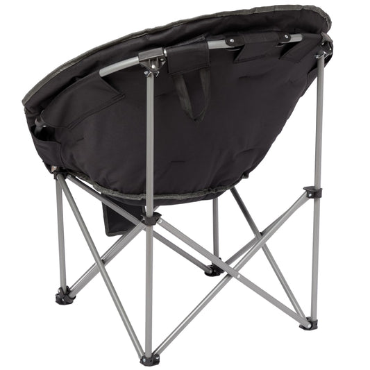 Front View of Black Folding Moon Chair (400lb Capacity)