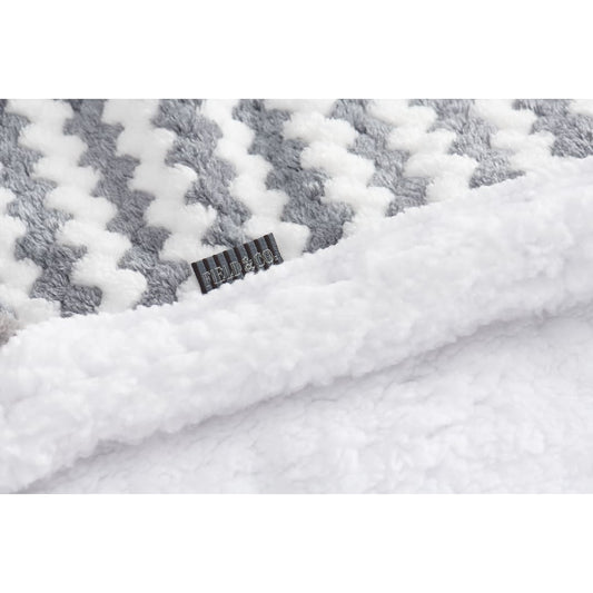 Front View of Gray Field & Co.® Chevron Striped Sherpa Blanket