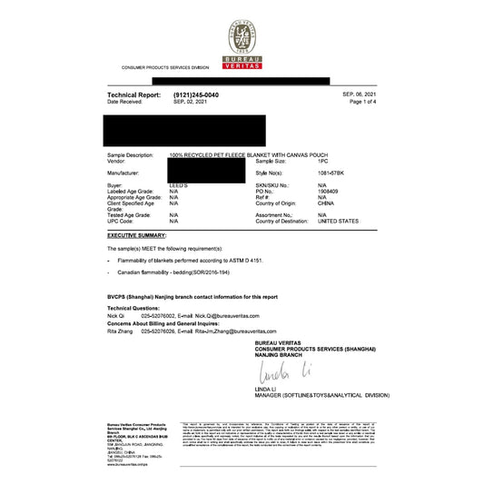 100% Recycled PET Fleece Blanket with RPET Pouch