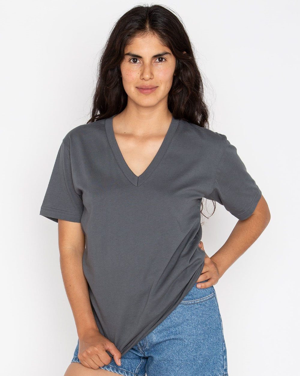 Unisex USA-Made Fine Jersey V-Neck T-Shirt - 24056