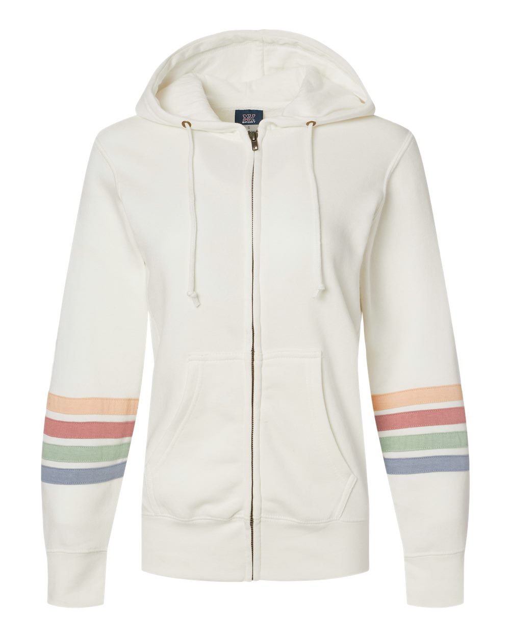 Women's Striped Sleeves Full-Zip Hooded Sweatshirt - W22732