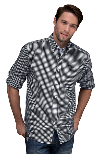 Black/White Easy-Care Gingham Check Shirt - S