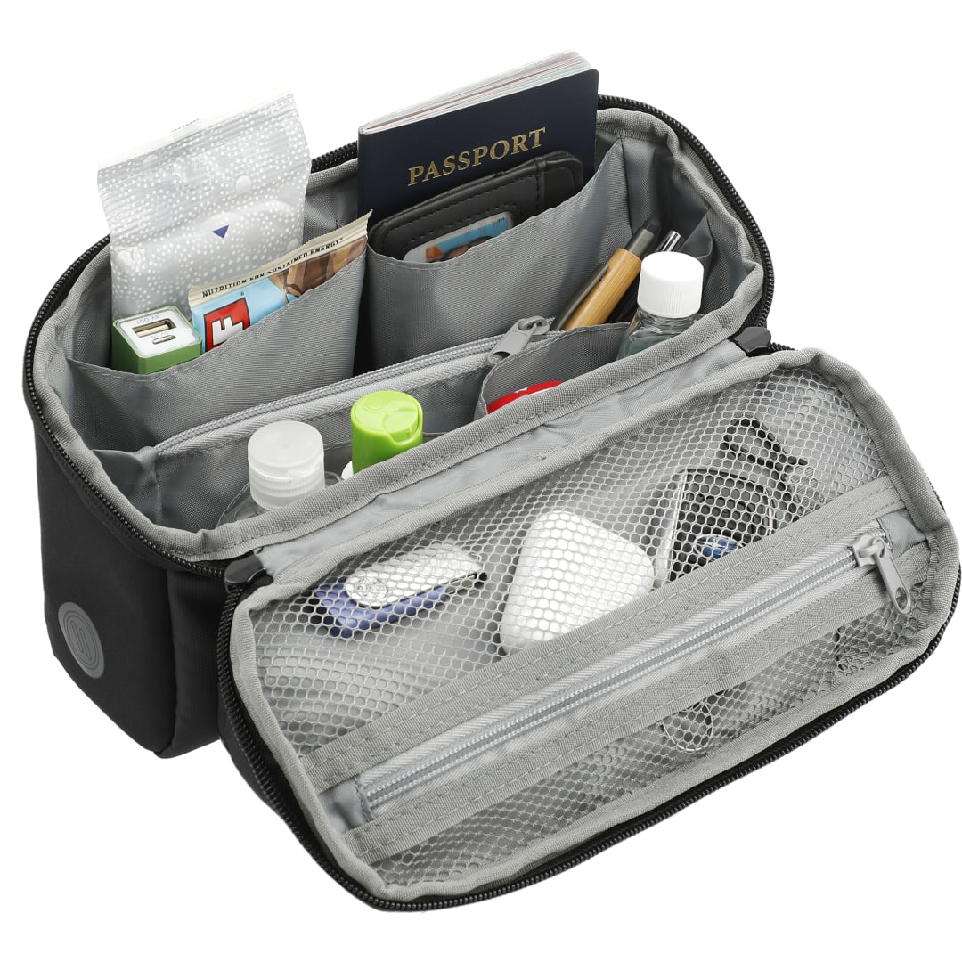 Front View of Black elleven™ Versa Travel Pouch