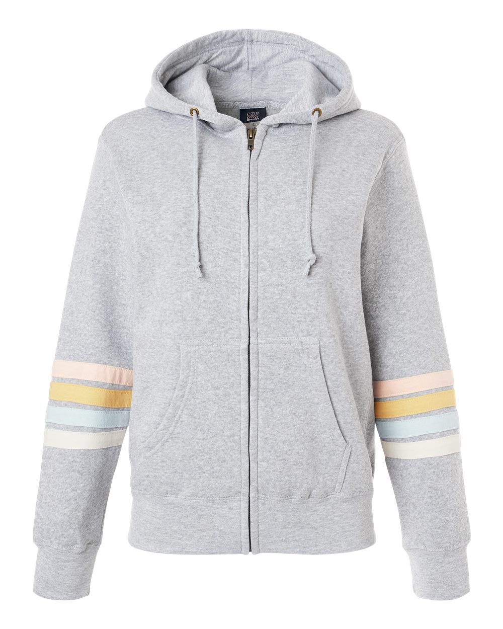 Women's Striped Sleeves Full-Zip Hooded Sweatshirt - W22732