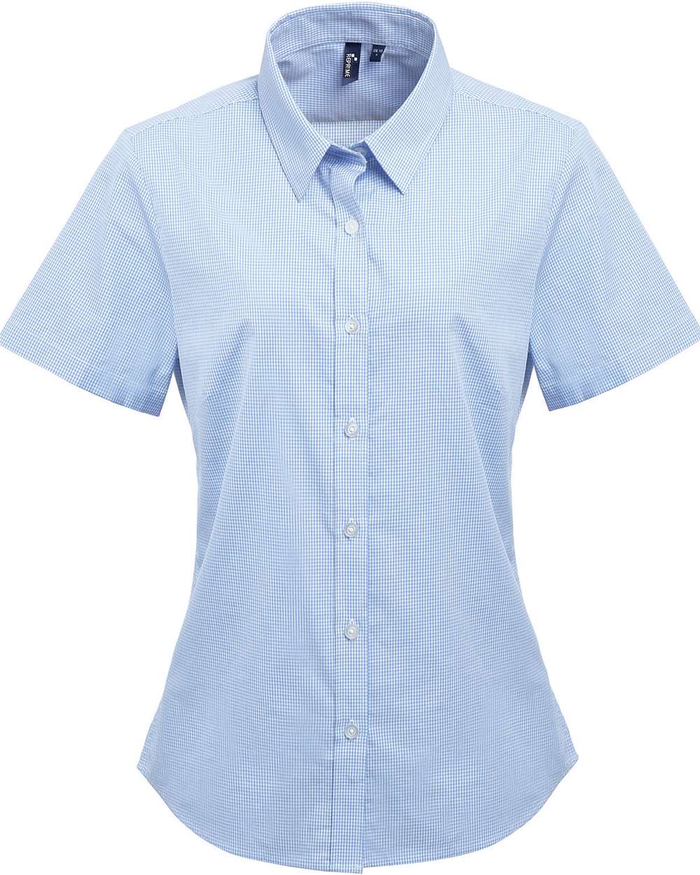 Women's Microcheck Gingham Short Sleeve Cotton Dress Shirt - RP321