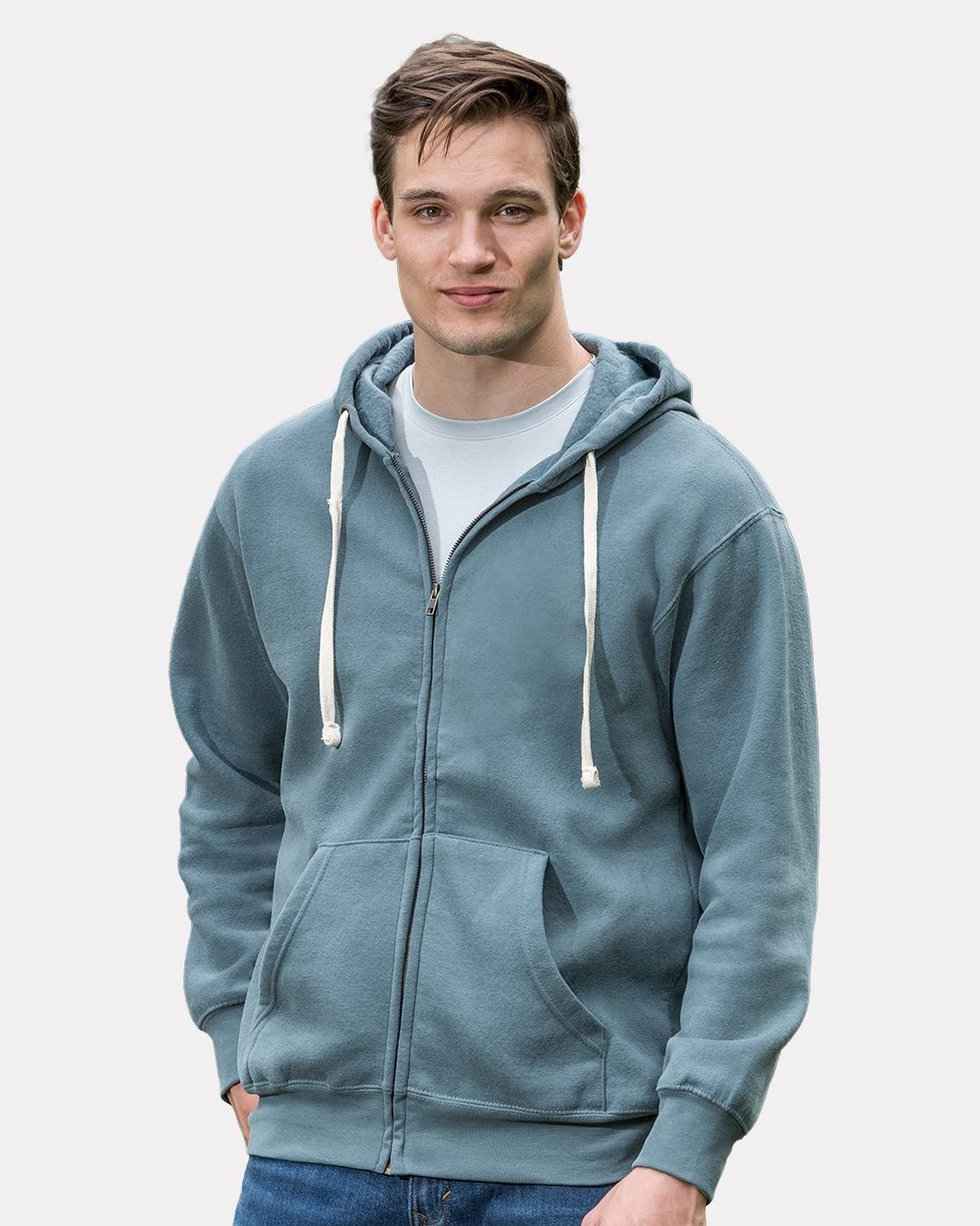 Unisex Vintage Fleece Full-Zip Hooded Sweatshirt - 22132