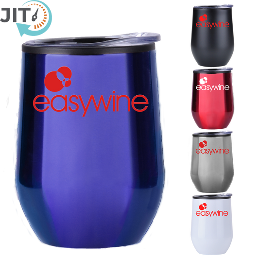Black 12 Oz Stainless Wine Tumbler with Plastic Liner