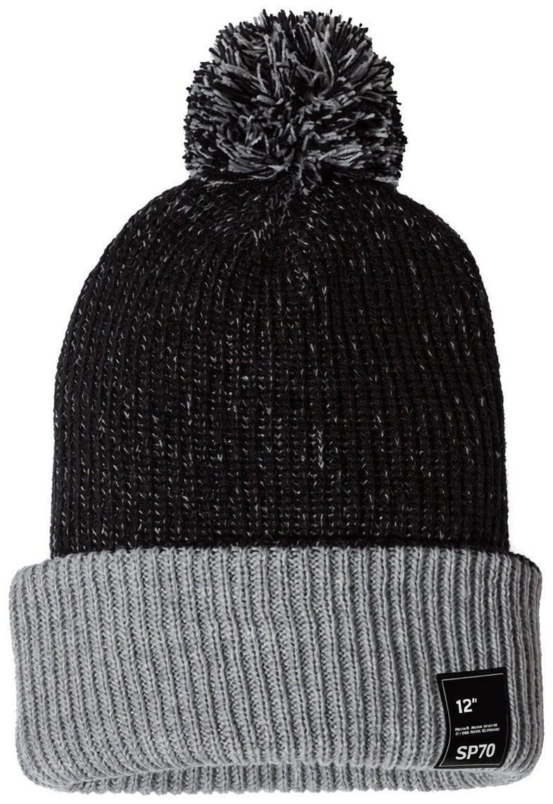 12" Speckled Pom-Pom Cuffed Beanie - SP70