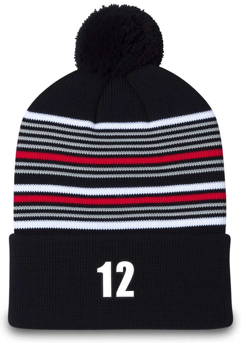12" Striped Pom-Pom Cuffed Beanie - SP60