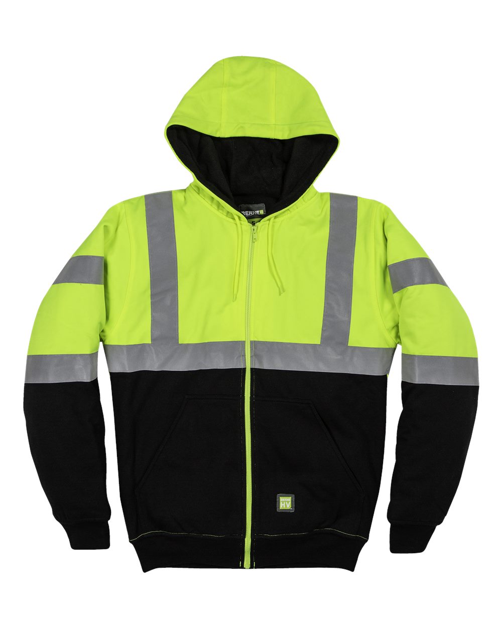 Men's Hi-Vis Class 3 Color Block Full-Zip Hooded Sweatshirt - HVF023