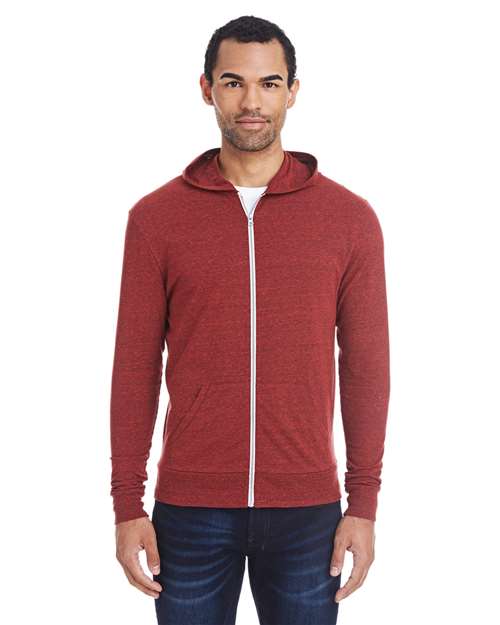 Unisex Triblend Full-Zip Lightweight Hooded Sweatshirt - 302Z