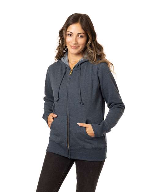 Women's Heathered Full-Zip Hooded Sweatshirt - EC4580