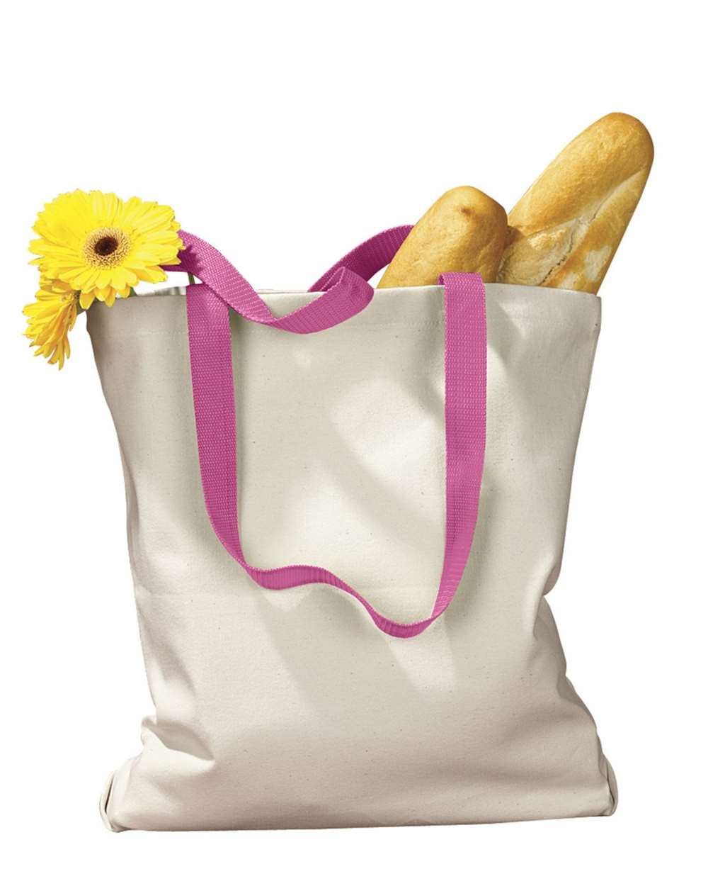 Canvas Tote with Contrast-Color Handles - BE010