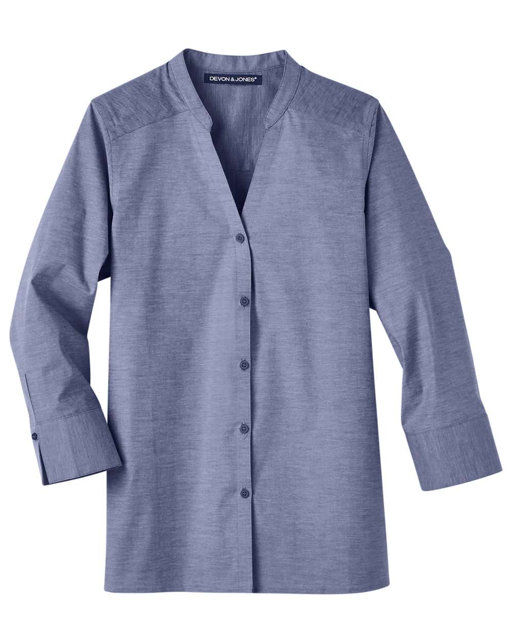 Women's Crown Collection® Stretch Pinpoint Chambra Three-Quarter Sleeve Shirt - DG562W