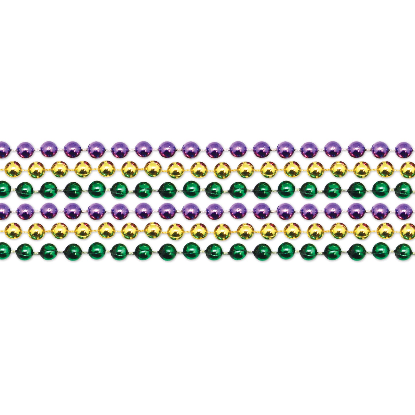 Multicolor 7.5 Mm Bead Necklace (Mardi Gras Colors)
