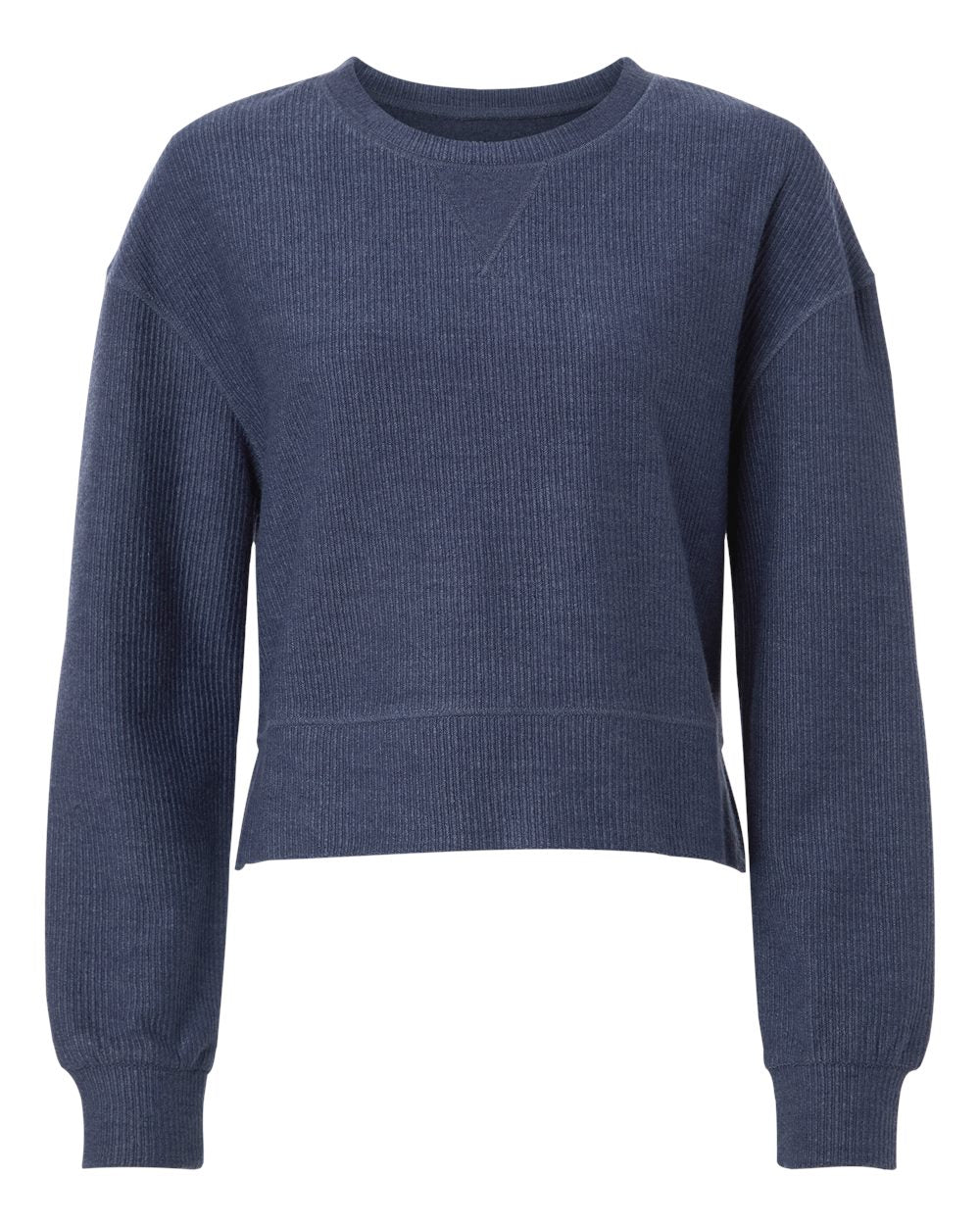 Women's Ribbed Knit Cropped Boxy Crew - BW5102