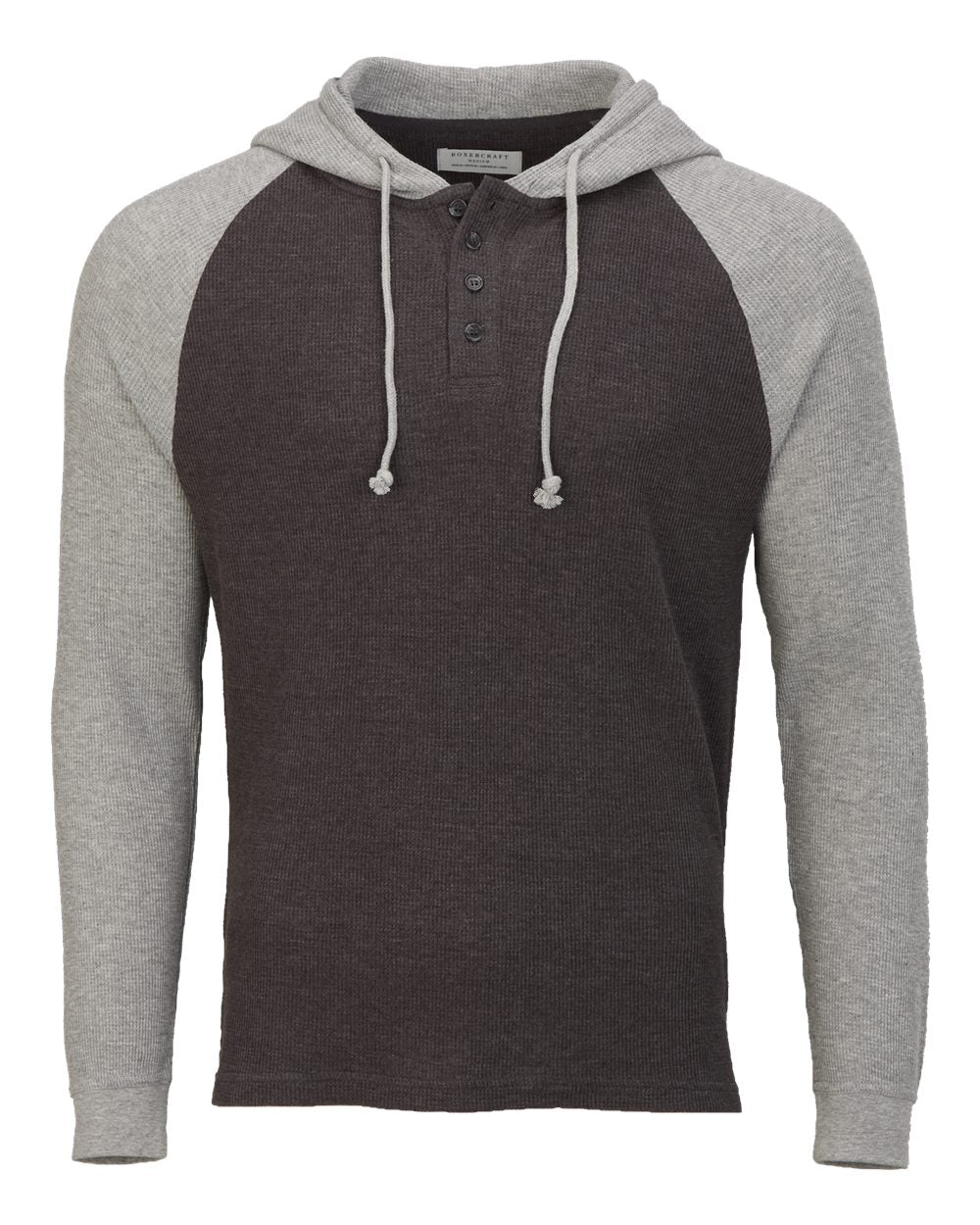 Unisex Waffle Knit Pullover Hooded Long Sleeve T-Shirt - BM3702