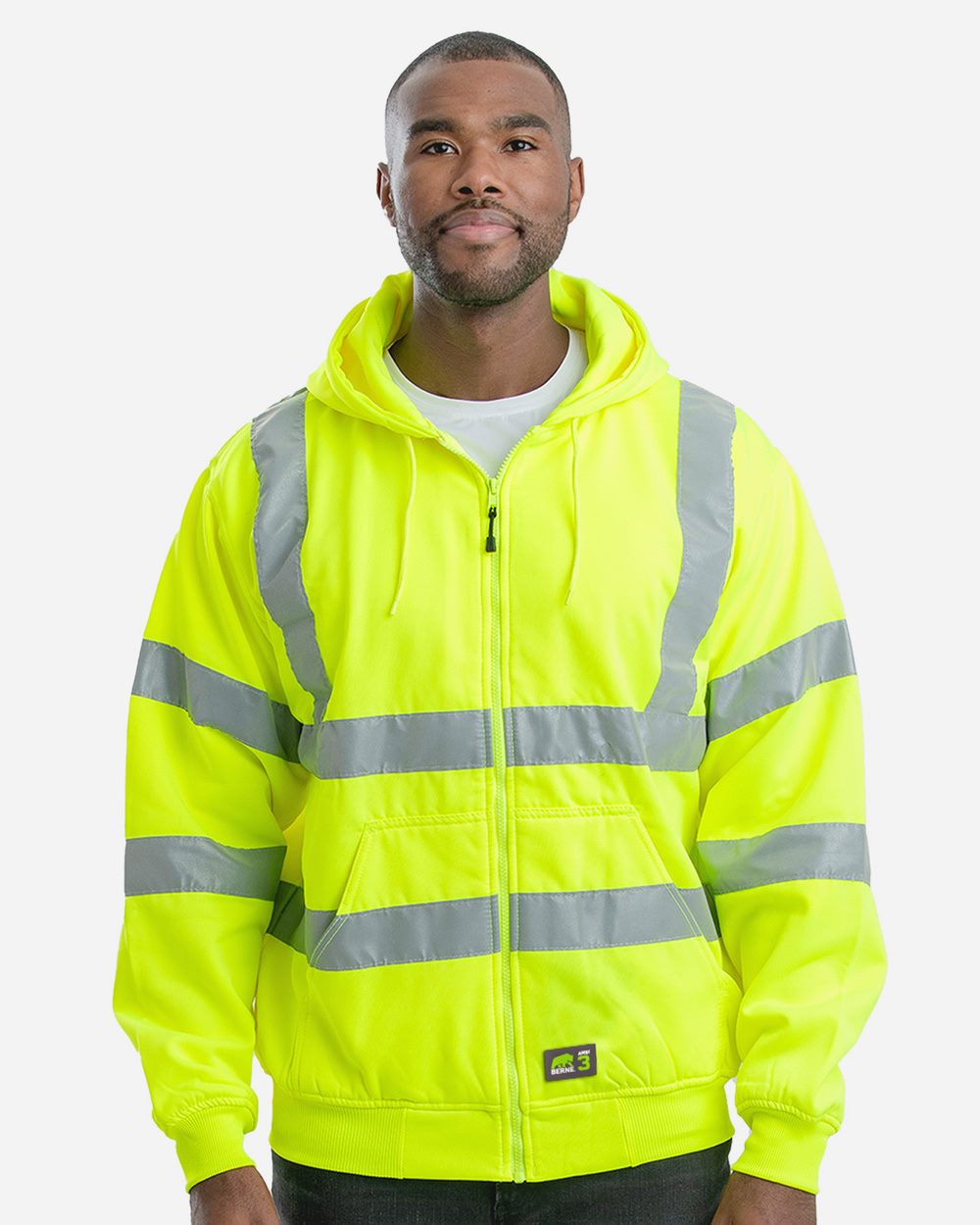 Men's Berne Hi-Vis Class 3 Lined Hooded Sweatshirt - HVF021