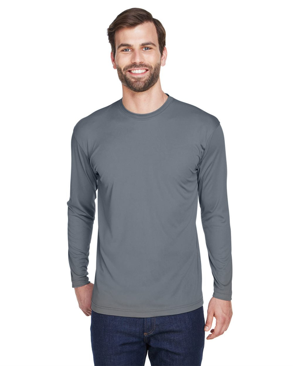 Men's Cool & Dry Sport Long Sleeve Performance Interlock T-Shirt - 8422