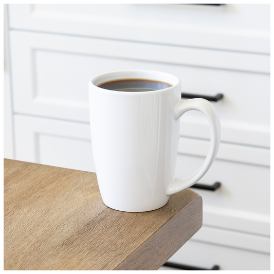 white 14 oz contour mug