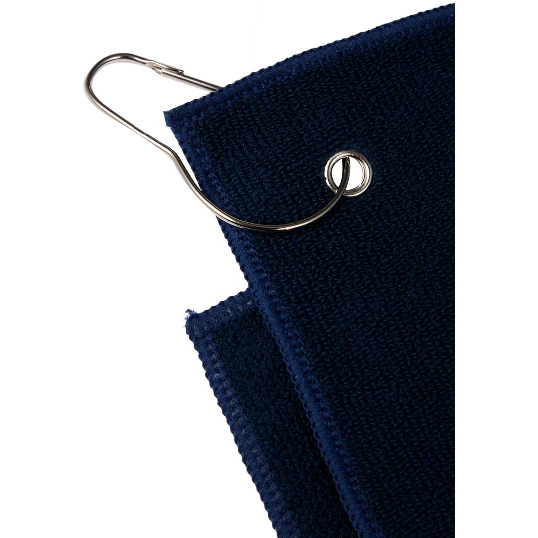 Front View of Black 15" x 18" Recycled 300g Terry Polyester Towel