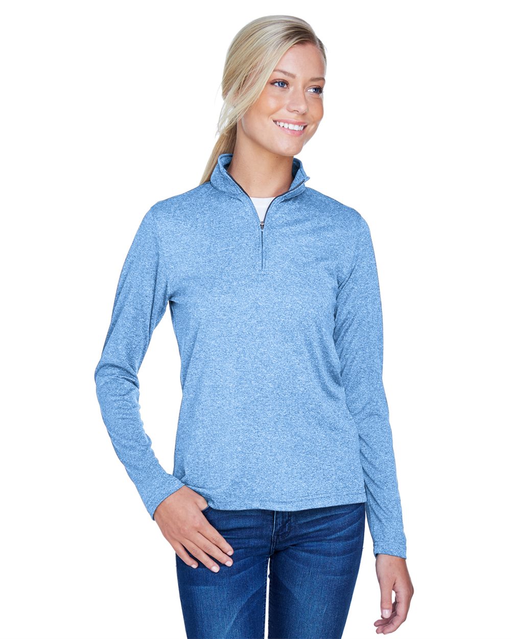 Women's Cool & Dry Heathered Performance Quarter-Zip Pullover - 8618W