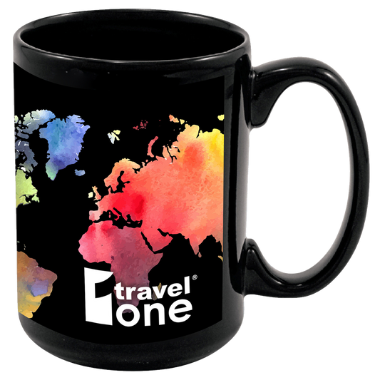 Black 15 Oz Full Color Black Stoneware Magna Mug