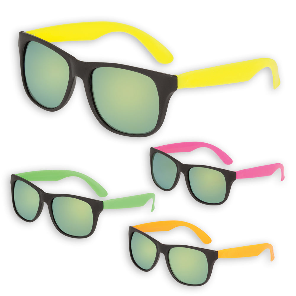 Classic Neon Sunglasses with Mirrored Lenses