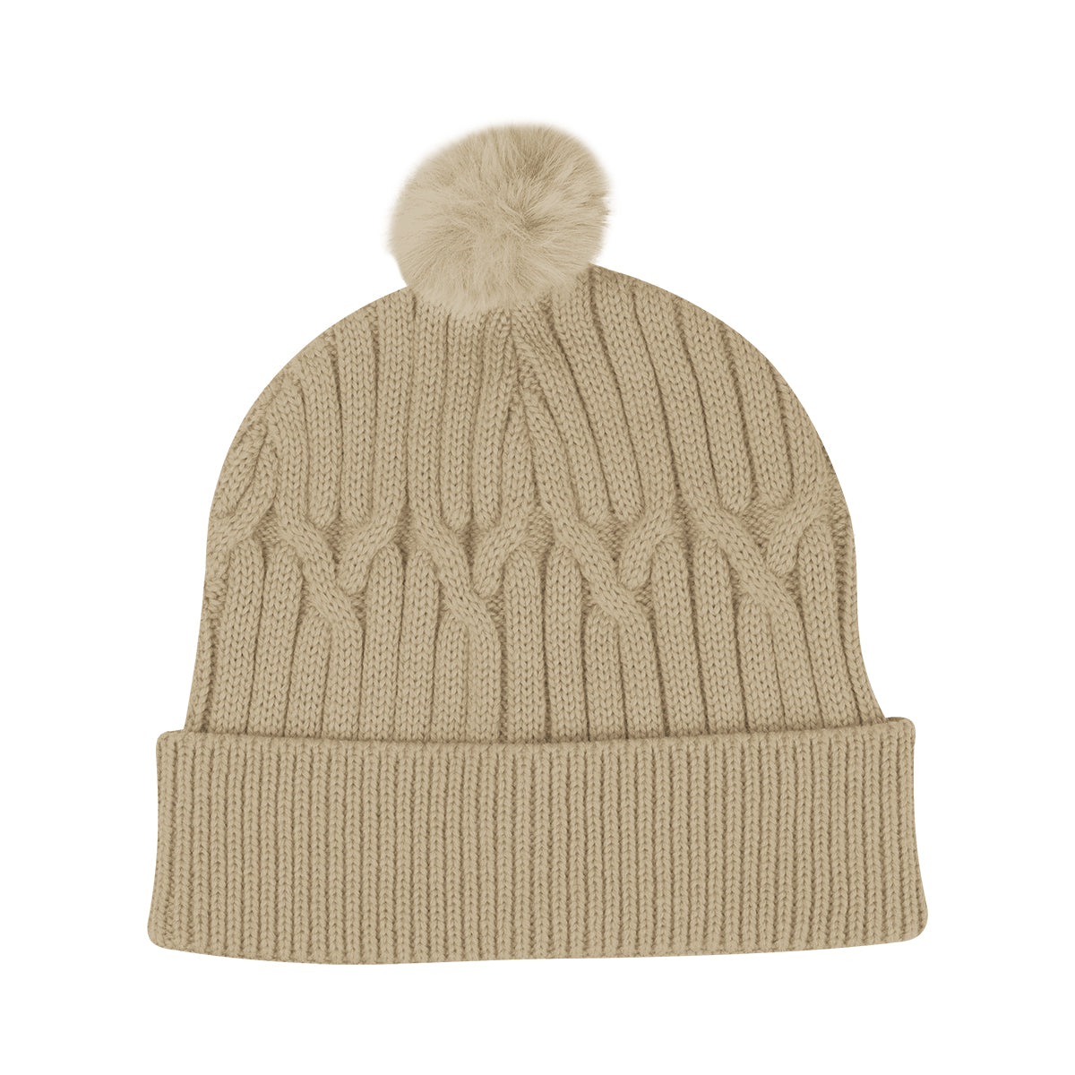Courtney Cable Knit rPET Pom Beanie