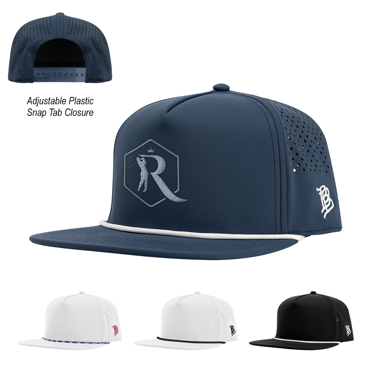 BLACK Branded Bills Bare Flat Rope Cap