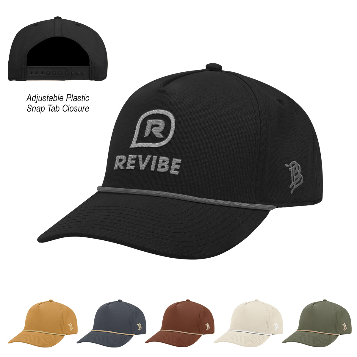 BEIGE Branded Bills Bare Curved Canvas Rope Cap