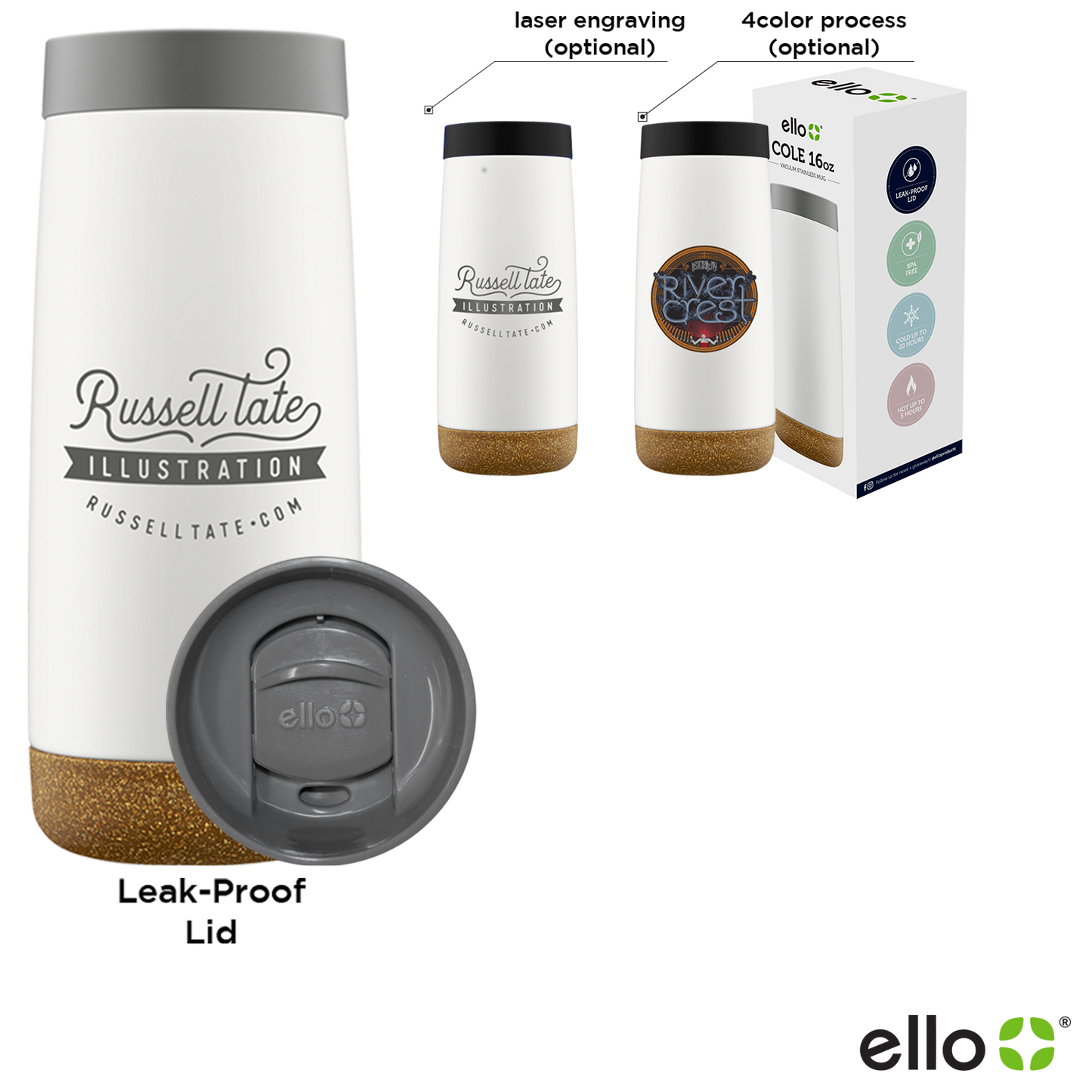 Black Black 16 Oz Ello Cole Vacuum Stainless Tumbler