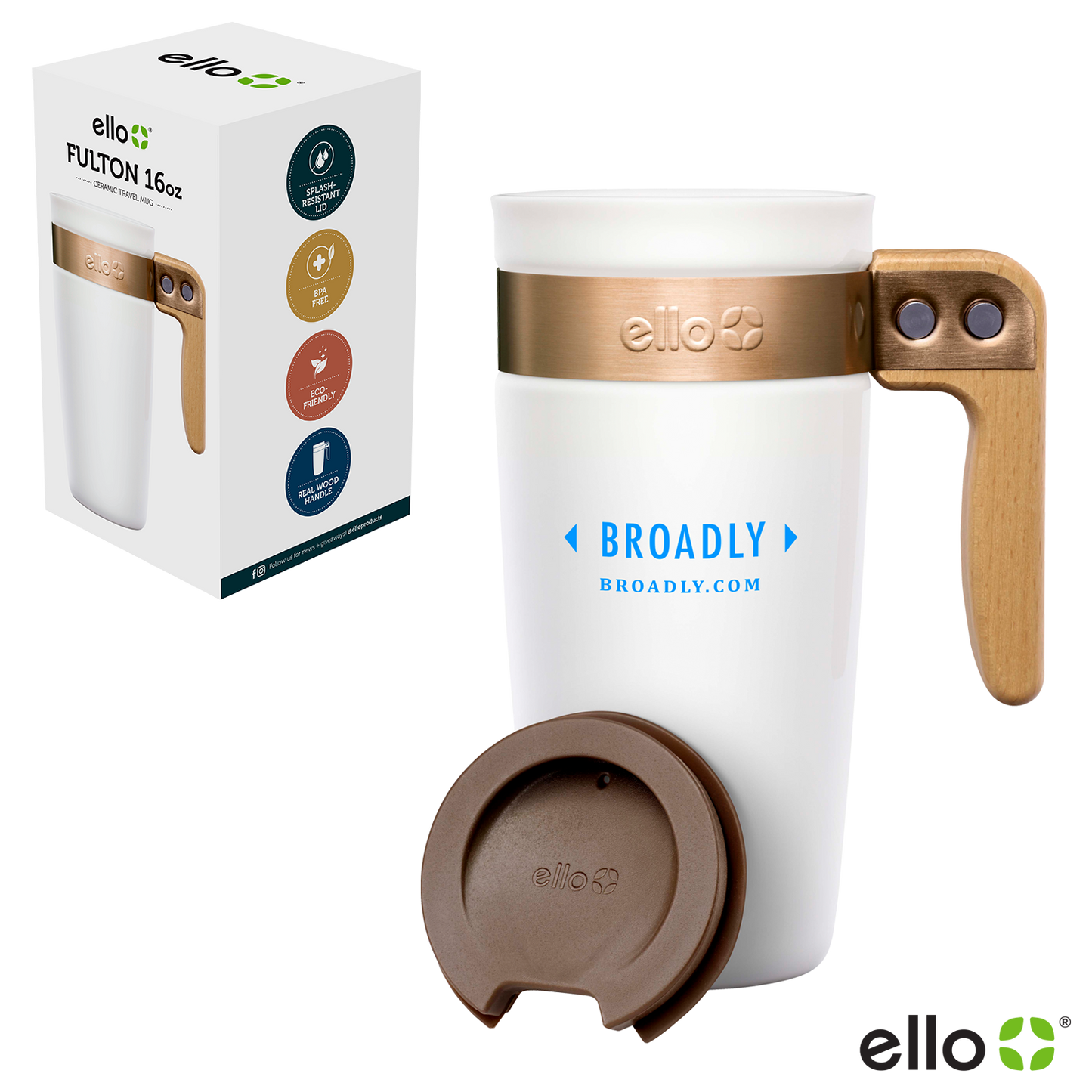 White 16 Oz Ello Fulton Ceramic Mug